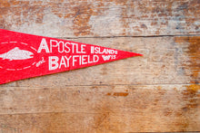 Load image into Gallery viewer, Apostle Islands and Bayfield Wisconsin Red Vintage Felt Pennant
