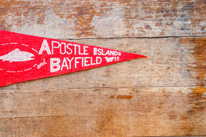 Apostle Islands and Bayfield Wisconsin Red Vintage Felt Pennant