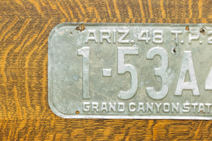 1948 Arizona License Plate Vintage Silver White Wall Decor