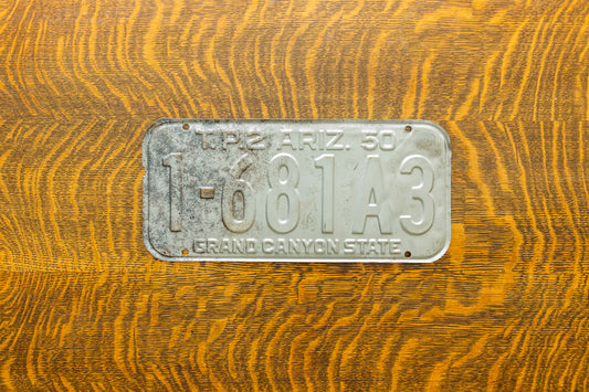1950 Arizona License Plate Vintage Silver Gray Wall Decor