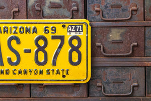 Arizona 1969 Grand Canyon State License Plate Vintage Yellow Wall Hanging Decor - Eagle's Eye Finds