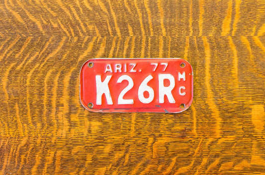 1977 Arizona Motorcycle License Plate Vintage Wall Hanging Decor K26R