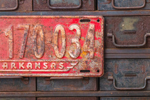 Arkansas 1938 License Plate Vintage Red AR Wall Hanging Decor - Eagle's Eye Finds