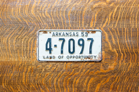 1959 Arkansas License Plate Vintage White Wall Decor 4-7097
