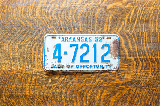 1962 Arkansas License Plate Vintage White Wall Decor 4-7212
