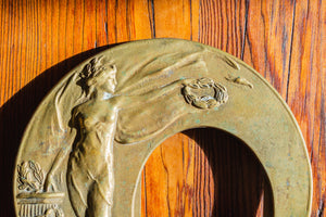 Goddess Art Nouveau Picture Frame Vintage Brass Shelf Decor