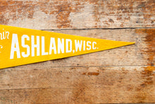 Load image into Gallery viewer, Ashland Wisconsin Yellow Felt Pennant Vintage Wall Decor
