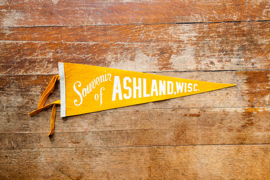 Ashland Wisconsin Yellow Felt Pennant Vintage Wall Decor