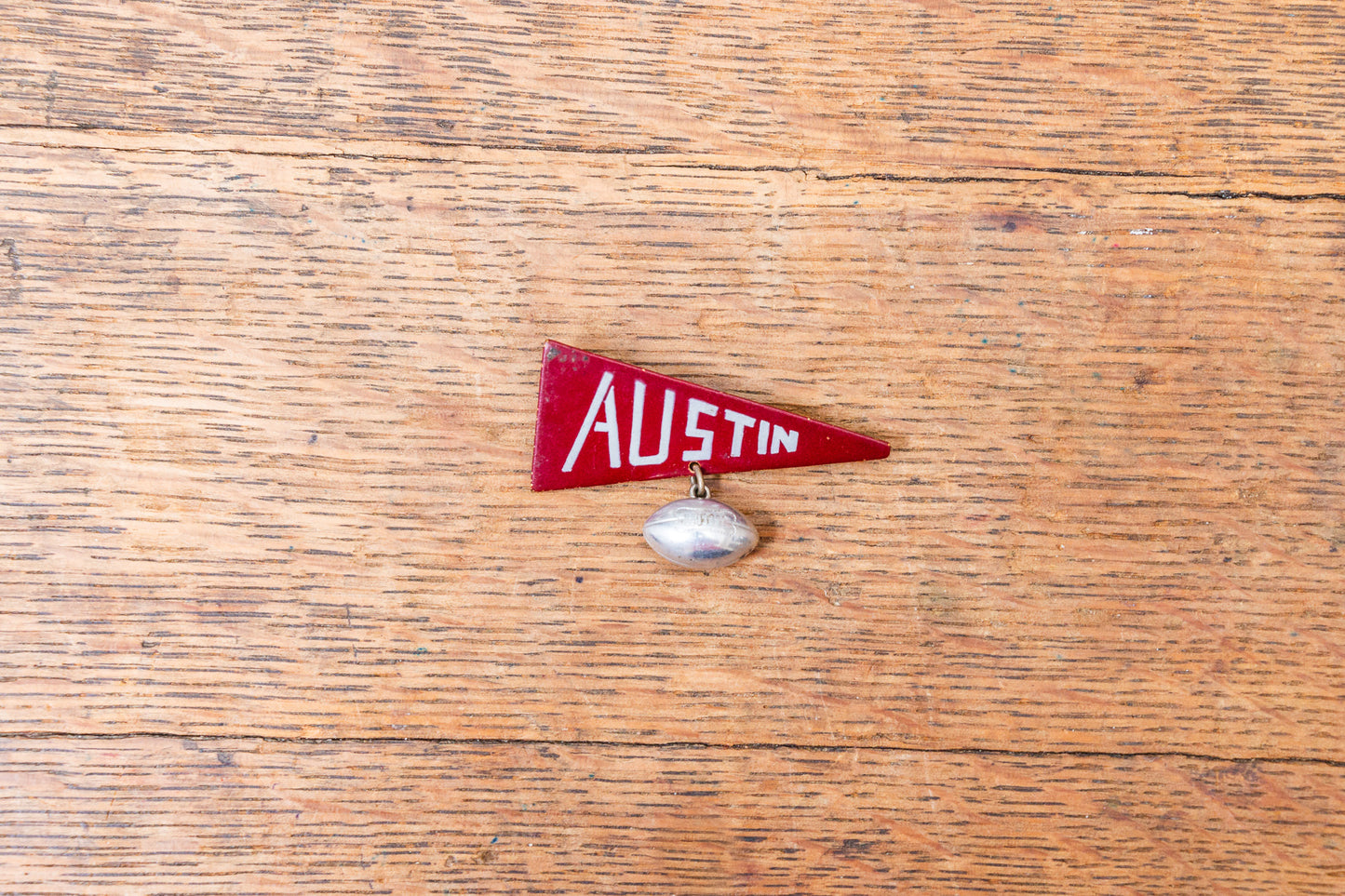Austin Texas Maroon Football Pennant Pin Vintage Accessory - Eagle's Eye Finds