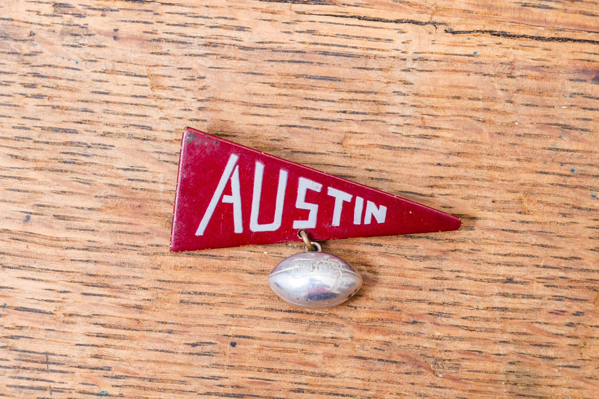 Austin Texas Maroon Football Pennant Pin Vintage Accessory - Eagle's Eye Finds
