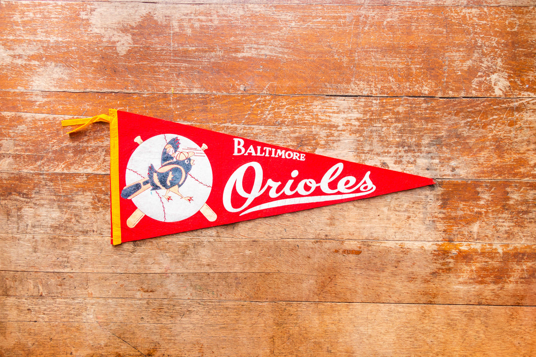 Baltimore Orioles Baseball Pennant Vintage Maryland Red Felt Sports Decor