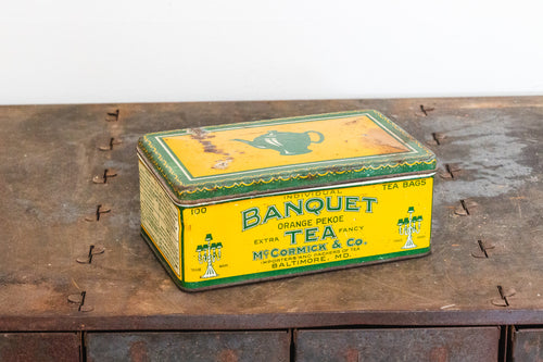 Banquet Tea Tin Vintage Baltimore MD Mid-Century Advertising Tin - Eagle's Eye Finds