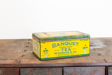 Load image into Gallery viewer, Banquet Tea Tin Vintage Baltimore MD Mid-Century Advertising Tin - Eagle&#39;s Eye Finds
