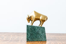 Load image into Gallery viewer, Brass Stock Market Bear and Bull Bookends Vintage Shelf Decor
