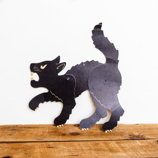 Black Cat Die Cut Halloween Decor Vintage Jointed Mid-Century Wall Decor - Eagle's Eye Finds