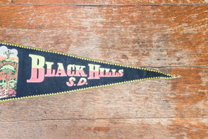 Black Hills South Dakota Large Black Felt Pennant Vintage SD Wall Hanging Decor