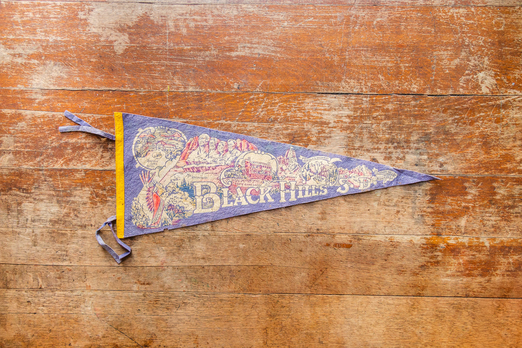 Black Hills South Dakota Felt Pennant Vintage SD Wall Hanging Decor
