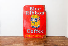 Load image into Gallery viewer, Blue Ribbon Coffee Sign Vintage Mid-Century Advertising Wall Decor - Eagle&#39;s Eye Finds
