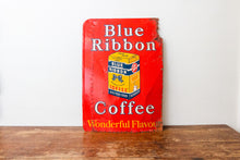 Load image into Gallery viewer, Blue Ribbon Coffee Sign Vintage Mid-Century Advertising Wall Decor - Eagle&#39;s Eye Finds
