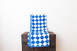 Block on Point Hand Stitched Quilt Vintage Blue Patchwork Farmhouse Decor - Eagle's Eye Finds