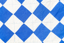 Load image into Gallery viewer, Block on Point Hand Stitched Quilt Vintage Blue Patchwork Farmhouse Decor - Eagle&#39;s Eye Finds
