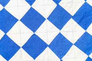 Block on Point Hand Stitched Quilt Vintage Blue Patchwork Farmhouse Decor - Eagle's Eye Finds