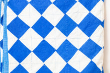 Load image into Gallery viewer, Block on Point Hand Stitched Quilt Vintage Blue Patchwork Farmhouse Decor - Eagle&#39;s Eye Finds
