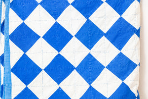 Block on Point Hand Stitched Quilt Vintage Blue Patchwork Farmhouse Decor - Eagle's Eye Finds