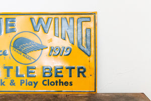 Blue Wing Clothing Sign Vintage Tin Advertising Signage Wall Decor