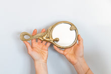 Load image into Gallery viewer, Art Nouveau Woman Mirror Vintage Figural Brass Hand Mirror Vanity Decor
