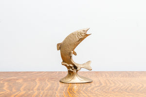 Brass Fish Statue Vintage Mid-Century Shelf Decor