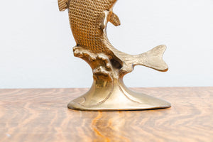 Brass Fish Statue Vintage Mid-Century Shelf Decor