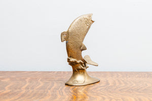 Brass Fish Statue Vintage Mid-Century Shelf Decor