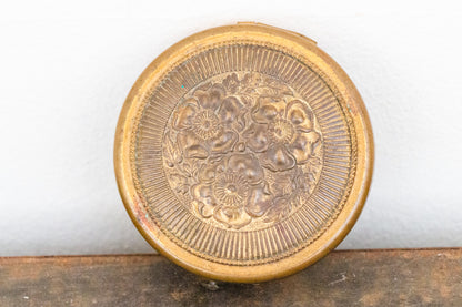 Brass Floral Compact Mirror Vintage Vanity Decor - Eagle's Eye Finds