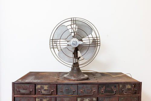 GE Vortalex Desk Fan Vintage Brown General Electric Mid-Century Decor - Eagle's Eye Finds