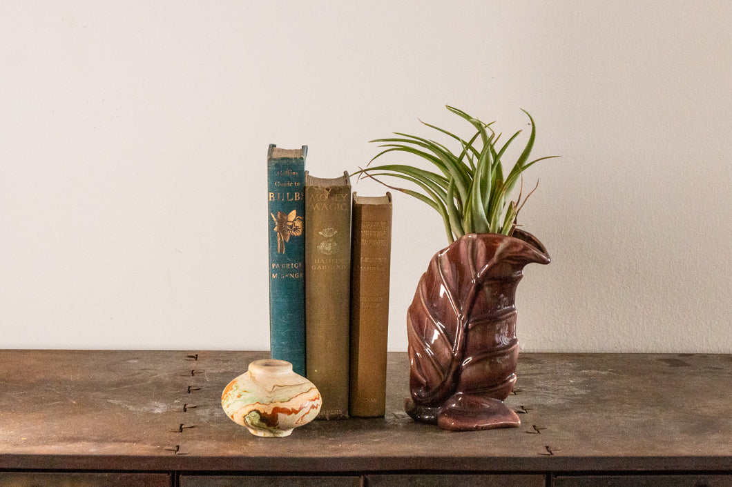 Brown Haegar Leaf Vase Vintage Mid-Century Planter