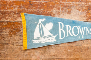 Browns Mills New Jersey Felt Pennant Vintage Nautical Wall Decor