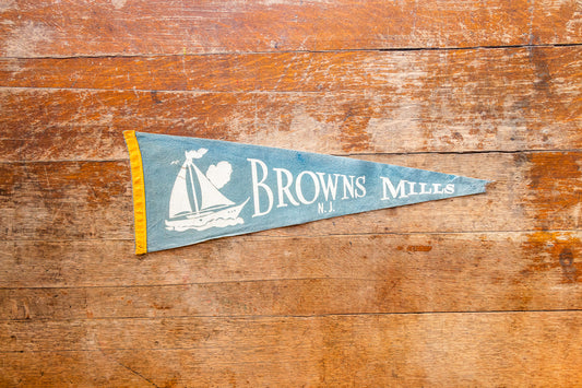 Browns Mills New Jersey Felt Pennant Vintage Nautical Wall Decor