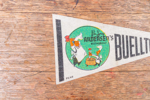 Buellton California White Felt Pennant Vintage CA Pea Soup Andersen's - Eagle's Eye Finds