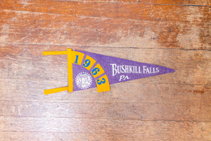 1963 Bushkill Falls Pennsylvania Felt Pennant Vintage Purple PA Wall Decor - Eagle's Eye Finds
