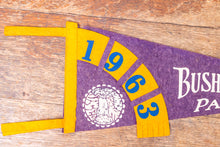 Load image into Gallery viewer, 1963 Bushkill Falls Pennsylvania Felt Pennant Vintage Purple PA Wall Decor - Eagle&#39;s Eye Finds
