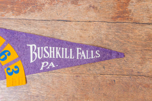 1963 Bushkill Falls Pennsylvania Felt Pennant Vintage Purple PA Wall Decor - Eagle's Eye Finds