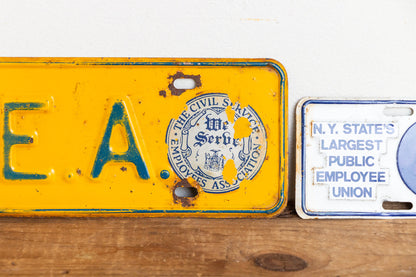 New York CSEA Booster License Plates Vintage Civil Service Employees Association Collectibles - Eagle's Eye Finds