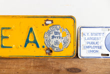 Load image into Gallery viewer, New York CSEA Booster License Plates Vintage Civil Service Employees Association Collectibles - Eagle&#39;s Eye Finds
