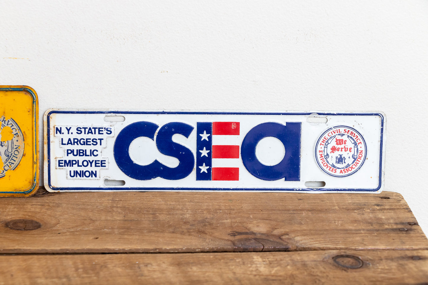 New York CSEA Booster License Plates Vintage Civil Service Employees Association Collectibles - Eagle's Eye Finds