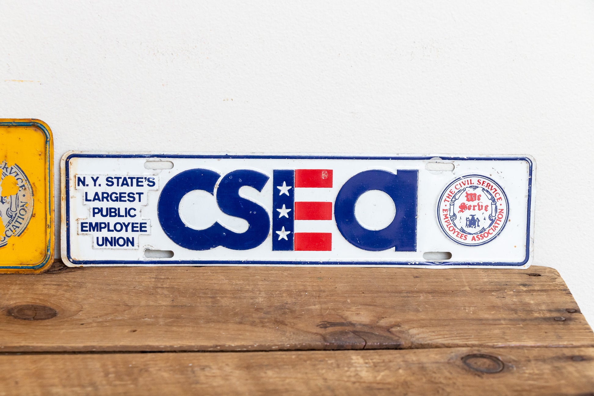New York CSEA Booster License Plates Vintage Civil Service Employees Association Collectibles - Eagle's Eye Finds