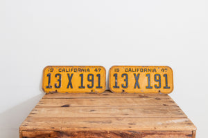 California 1947 License Plate Pair Vintage YOM DMV Clear Car Decor 13-X-191 - Eagle's Eye Finds