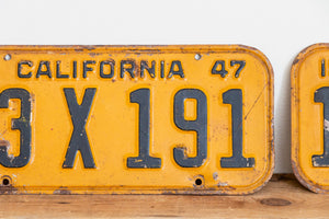 California 1947 License Plate Pair Vintage YOM DMV Clear Car Decor 13-X-191 - Eagle's Eye Finds