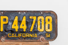 Load image into Gallery viewer, California 1951 License Plate Pair Vintage Wall Hanging Decor - Eagle&#39;s Eye Finds
