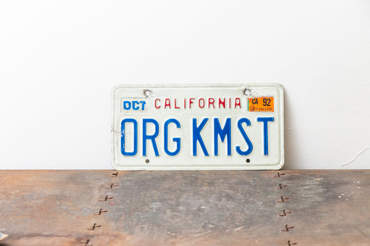 1988 California Vanity License Plate ORG KMST Organic Chemist Vintage Wall Decor
